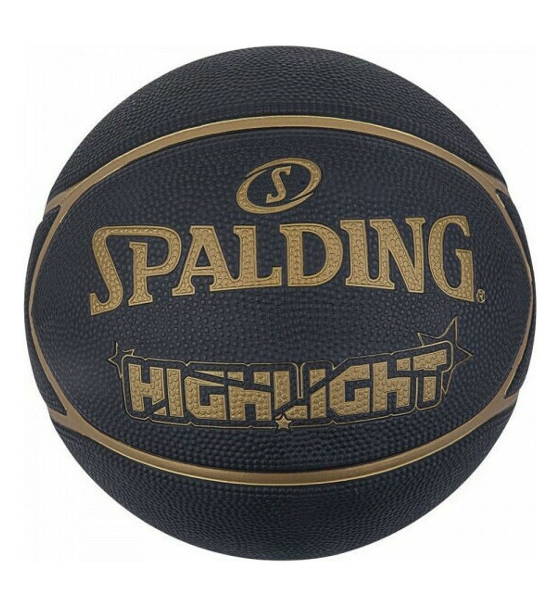 Spalding Ss22 Highlight Black/Gold Sz7 Rubber Basketball
