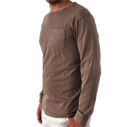 J07 Fw23 Ανδρική Μακρυμάνικη Μπλούζα Round Neck Garment Dye Pocket 2411102006