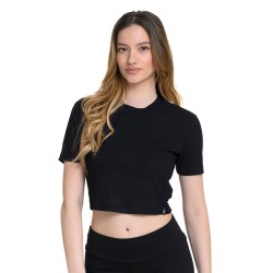 J07 Ss24 Γυναικεία Κοντομάνικη Μπλούζα Crop Top Rib Viscose S25/66408J