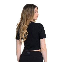 J07 Ss24 Γυναικεία Κοντομάνικη Μπλούζα Crop Top Rib Viscose S25/66408J