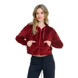 J07 Fw24 Γυναικεία Ζακέτα Με Κουκούλα Hoodie Crop Jacket Velour W26/64246J