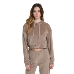 J07 Fw24 Γυναικεία Ζακέτα Με Κουκούλα Hoodie Crop Jacket Velour W26/64246J
