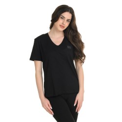 J07 Ss25 Γυναικεία Κοντομάνικη Μπλούζα V Neck T Shirt Single Jersey S26/44011J