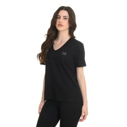 J07 Ss25 Γυναικεία Κοντομάνικη Μπλούζα V Neck T Shirt Single Jersey S26/44011J