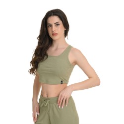 J07 Ss25 Γυναικεία Top Αμάνικο Crop Top Sleeveless Rib Viscose S26/66404J